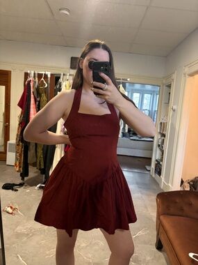 ASOS Halter Neck Burgundy Mini Dress